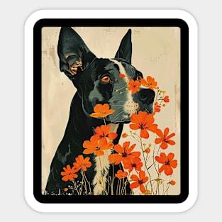 Great Dane dog Flowers Photo Art Design For Dog Onwer Sticker